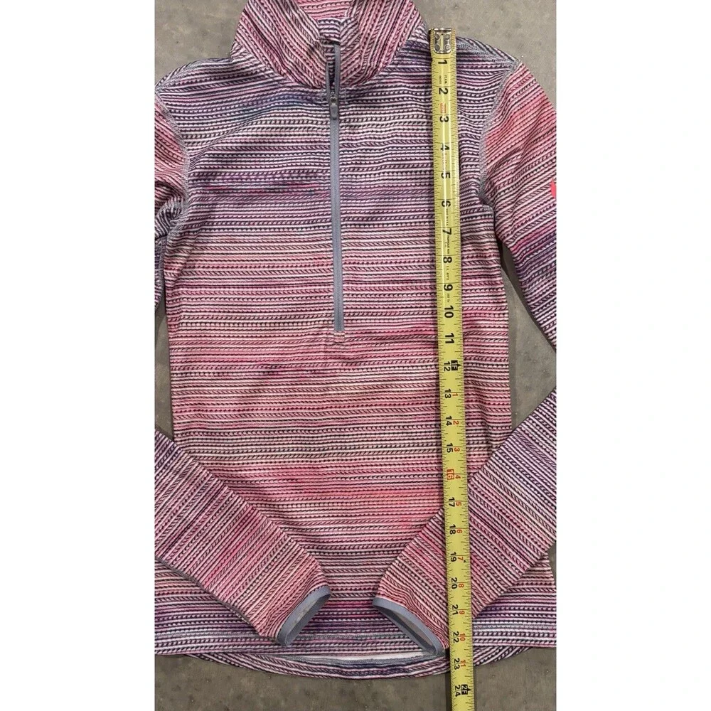 Nike Dri Fit Women XS 1/2 Zip Long Sleeve Pullover Top Pink Thumb Holes